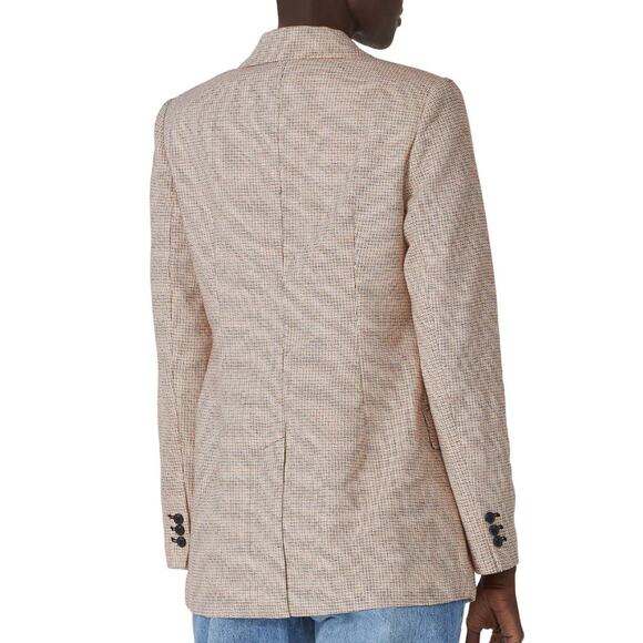 Current Elliott Beige Plaid Oversized Boxy Blazer SIZE 4 Preppy Designer $328 - Picture 2 of 9